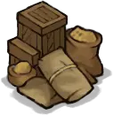 Wooden Box and Sack - packaging - No Background PNG