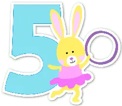 Yellow Rabbit in Pink Skirt - number - Lossless PNG