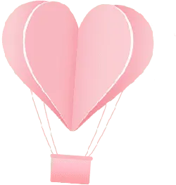 Heart-shaped Hot Air Balloon - cartoon style - Transparent Background PNG