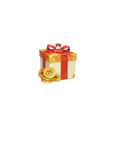 Gift Box - coins - Transparent Background PNG