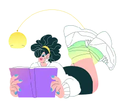 Girl Reading - purple hair - No Background PNG