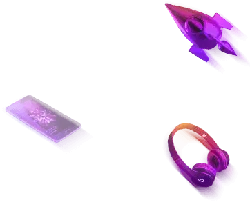 Purple Rocket and Headphones - technology - Free PNG