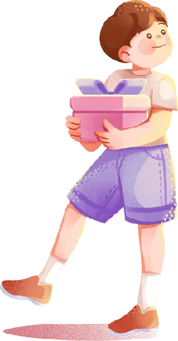 Boy with Gift - No Watermark PNG