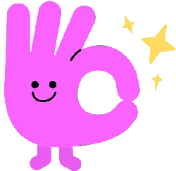Pink OK Gesture Cartoon Character - stars - PNG Images