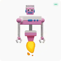 Pink Robot - creative - Transparent Background PNG