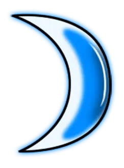 Blue Crescent Moon - glowing - PNG