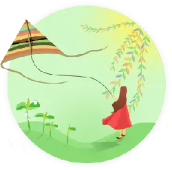 Little Girl Flying a Kite - tree - Lossless PNG