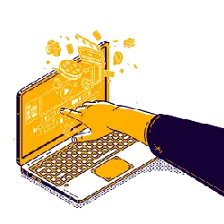 Yellow Hand-drawn Computer Illustration - technology - High Resolution PNG