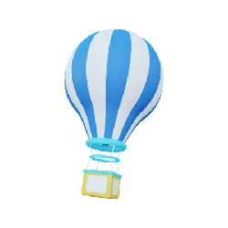 Blue and White Hot Air Balloon - flying object - PNG Images