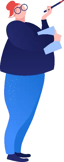 Red-haired Woman with Glasses Illustration - pen - Transparent Background PNG