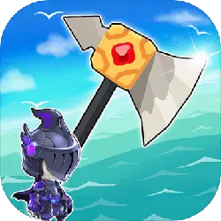 Purple Knight and Battleaxe - pixel art - Transparent Layer PNG