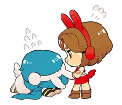 Red-haired Girl and Blue Whale - interaction - Transparent Layer PNG