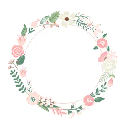 Floral Wreath - round - green - Transparent Background PNG