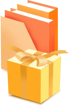 Gift Box and Books - paper ribbon - Lossless PNG