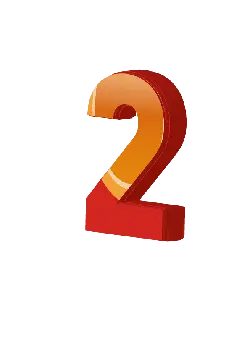 Number 2 - red - orange - PNG