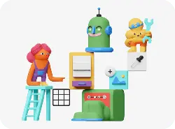 Colorful Robot Work Scene - future - Free PNG