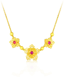 Gold Filigree Flower Necklace - gold - Transparent Layer PNG