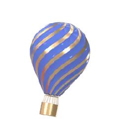 Blue and Yellow Striped Hot Air Balloon - hot air balloon - PNG Images