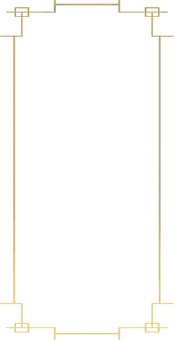 Gold Border Decorative Pattern - line art - black background - Transparent Background PNG