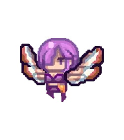 Purple Hair Girl with Wings - pixel art - High Resolution PNG