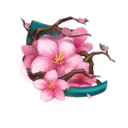 Cherry Blossom and Butterfly - spring - PNG