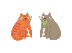 Orange Cat and Gray Cat - gray - No Background PNG