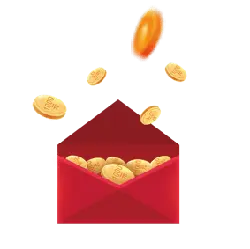 Red Packet with Gold Coins - No Watermark PNG