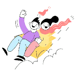 Boy and Girl on a Sled - play - Transparent Layer PNG