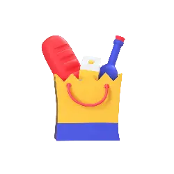 Shopping Bag - red - yellow - High Resolution PNG