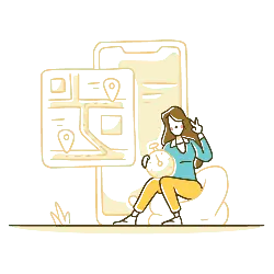 Girl Looking at Map - phone - Lossless PNG
