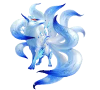 Ice Blue Nine-Tailed Fox - fox - PNG Images