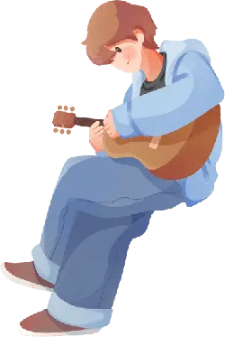 Boy Playing Guitar - Lossless PNG