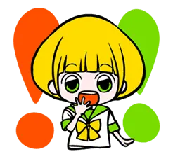 Yellow-haired girl eating an apple - little girl - Free Download PNG