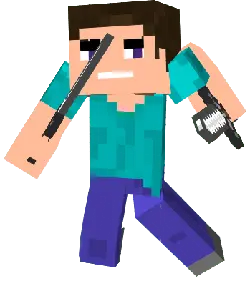 Minecraft Character with Weapons - pixel art - Transparent Background PNG