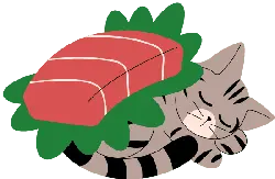 Cat and Sushi - food - Free PNG