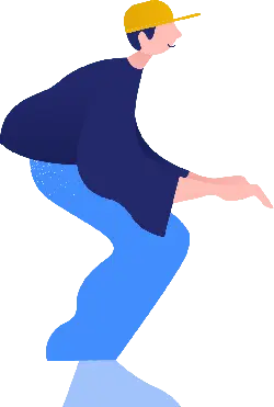 Cartoon Character in Blue Clothing and Yellow Hat - hat - Transparent Layer PNG
