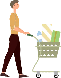 Man with Shopping Cart - goods - High Resolution PNG