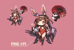 Rabbit Ear Girl - pixel art - High Resolution PNG