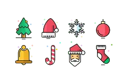 Christmas Tree、Santa Hat、Snowflake、Decoration、Bell、Candy Cane、Santa Claus、Stocking - holiday - Free Download PNG