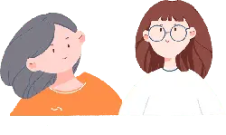 Two girls wearing orange and white shirts - glasses - Free PNG