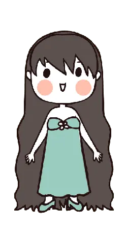 Cartoon Girl in Green Dress - green - Free Download PNG