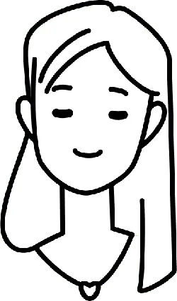 Smiling Girl - line art - Transparent Background PNG