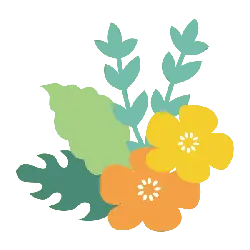 Colored Flowers and Leaves - green - Free Download PNG
