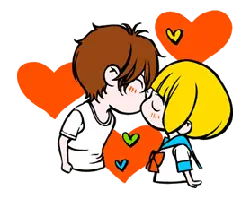 Kissing Cartoon Couple - heart - Transparent Layer PNG
