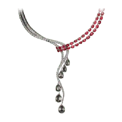 Ruby and Diamond Necklace - High Quality PNG