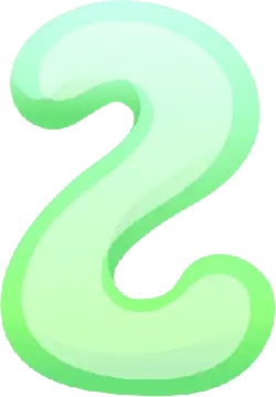 Number 2 - gradient - cartoon - Transparent Background PNG