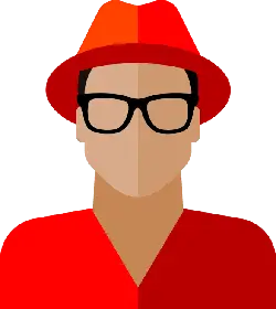 Man with Hat and Glasses - red - Lossless PNG