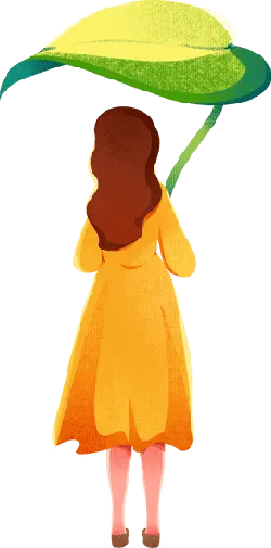 Girl in Yellow Dress - leaf - illustration - High Resolution PNG