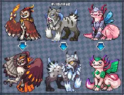 Owl、Wolf、Dragon - pixel art - Free PNG