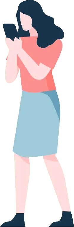 Lady Looking at Phone - illustration - High Resolution PNG
